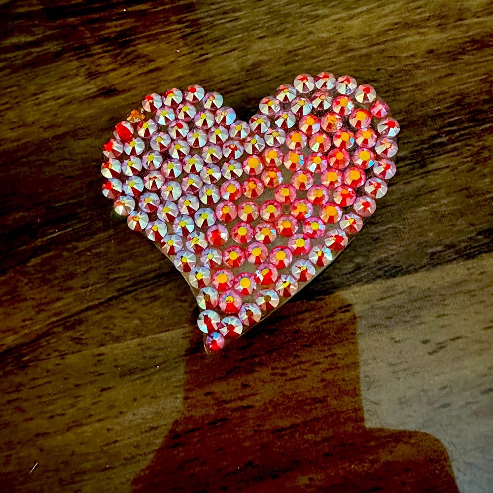 Swarovski Bling Pinky Heart Popsocket Swappable made with Swarovski AB Crystals